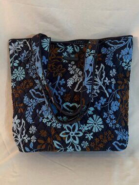 NWT 2016 Vera Bradley Java Floral Tote Bag Purse Blue & Brown Discontinued #4082